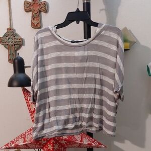 Semisheer Striped Crop Top With Hood